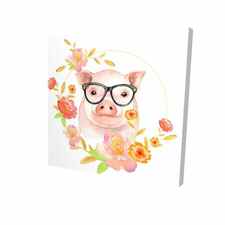 FONDO 16 x 16 in. Happy Little Pig-Print on Canvas FO2791872